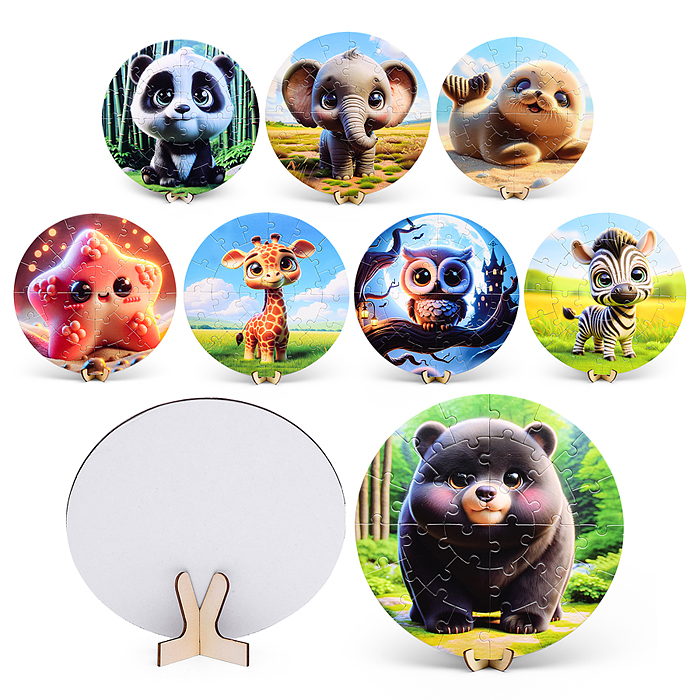 Пазл магнитный D2007 "Зверята" круглый