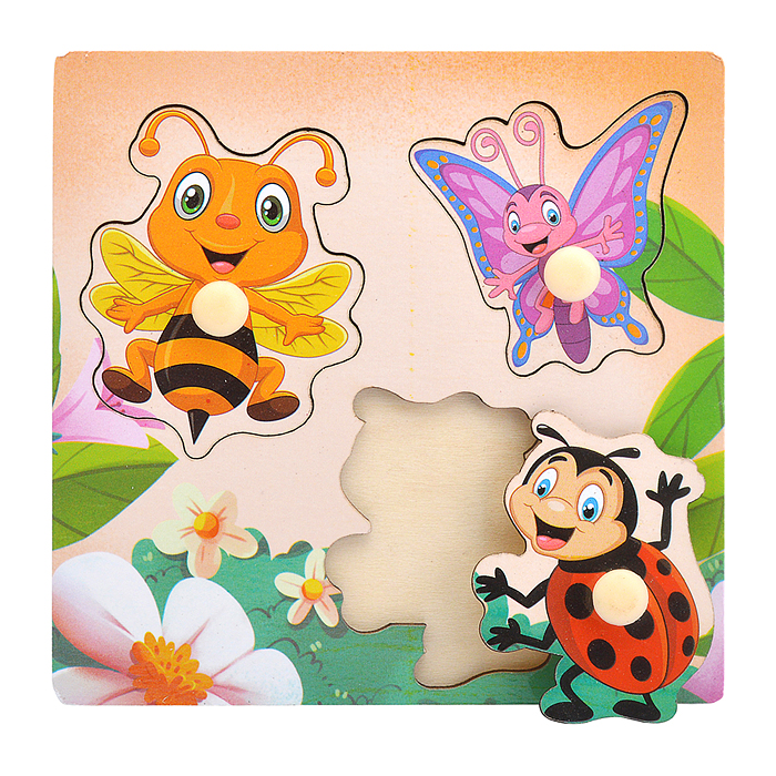 Пазл-вкладыш D2126 "Веселые насекомые"