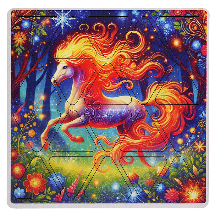 Пазлы малые "Огненная лошадь" 20х20см (древесный материал)